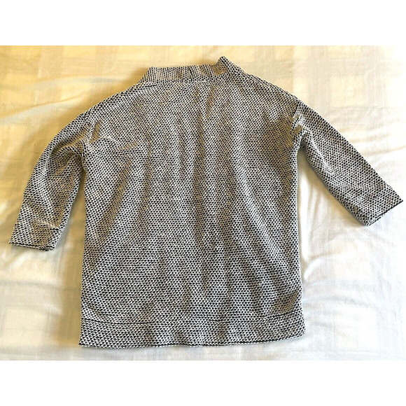 Marine Layer Sweater Size L Black White Birdseye Cardigan Open Front 3/4 Sleeve - Picture 9 of 10